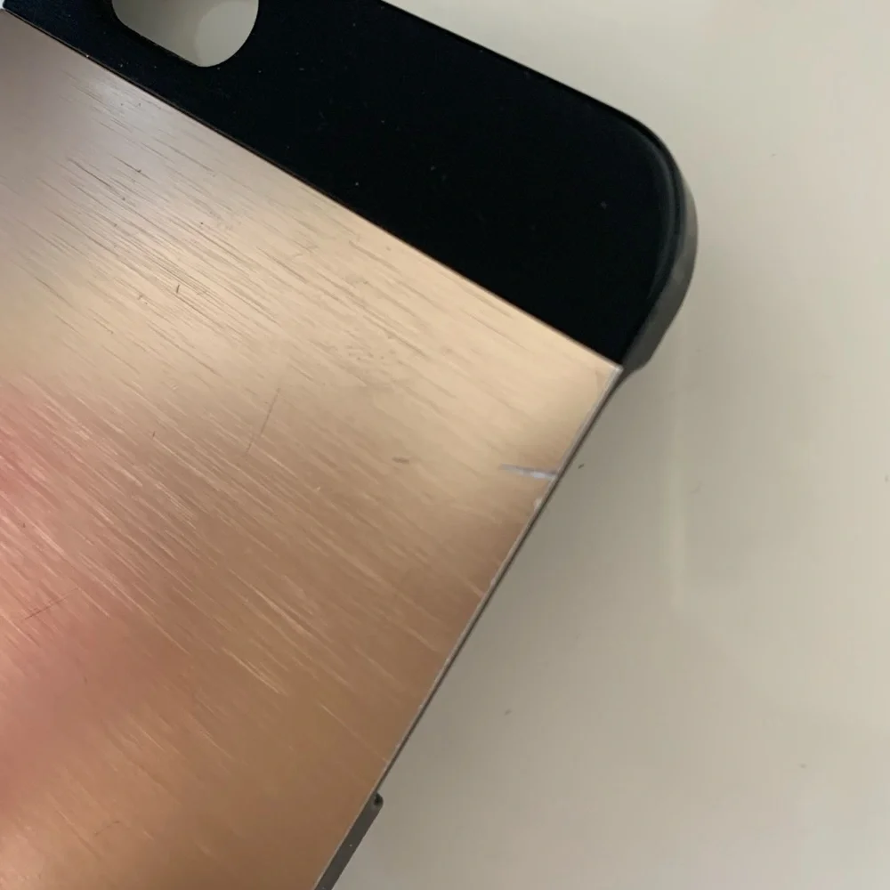 iPhone 6/6S phone case shiny gold metallic with black plastic GUC see pics